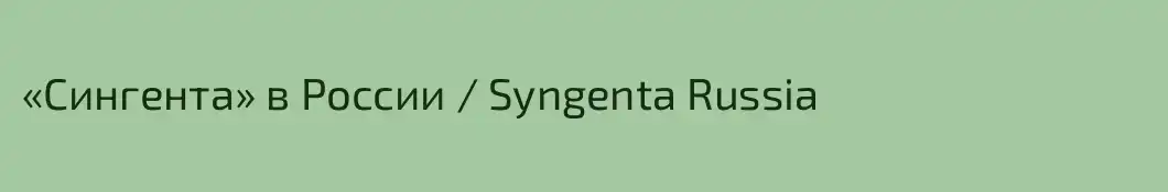 «Сингента» в России / Syngenta Russia